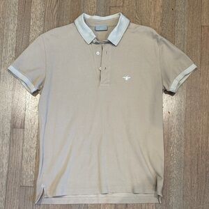 Men's Polo Shirt - Beige with White Trim